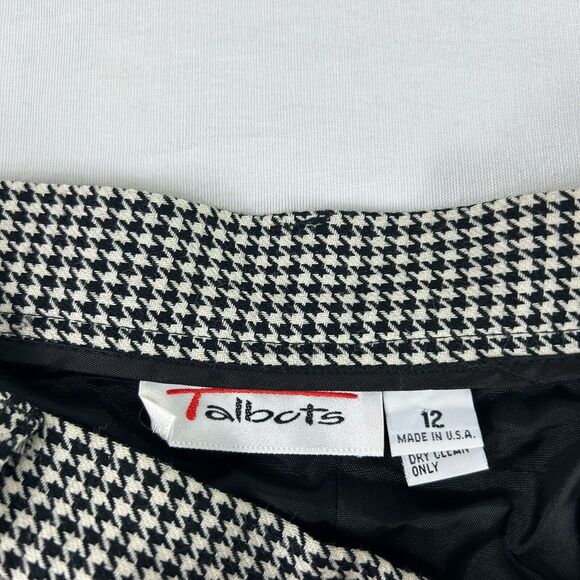 Womens Talbots Vintage Wool Black/White Houndstooth Lined Pants Cuffed Size 12 - Picture 8 of 13